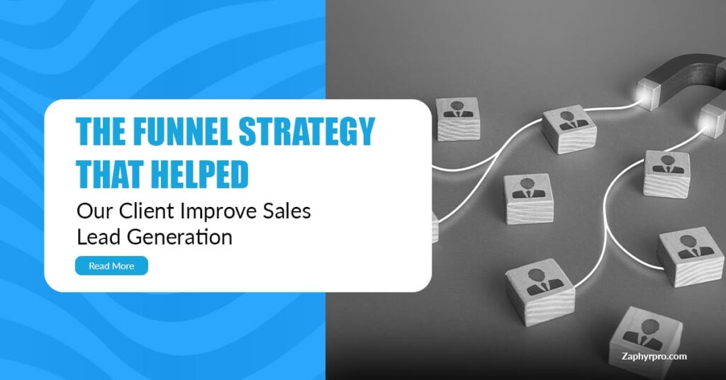Blog cover image showing how recruitment agency improved sales lead generation with Zaphyr's targeted funnel strategy, featuring a magnet attracting decision-maker blocks