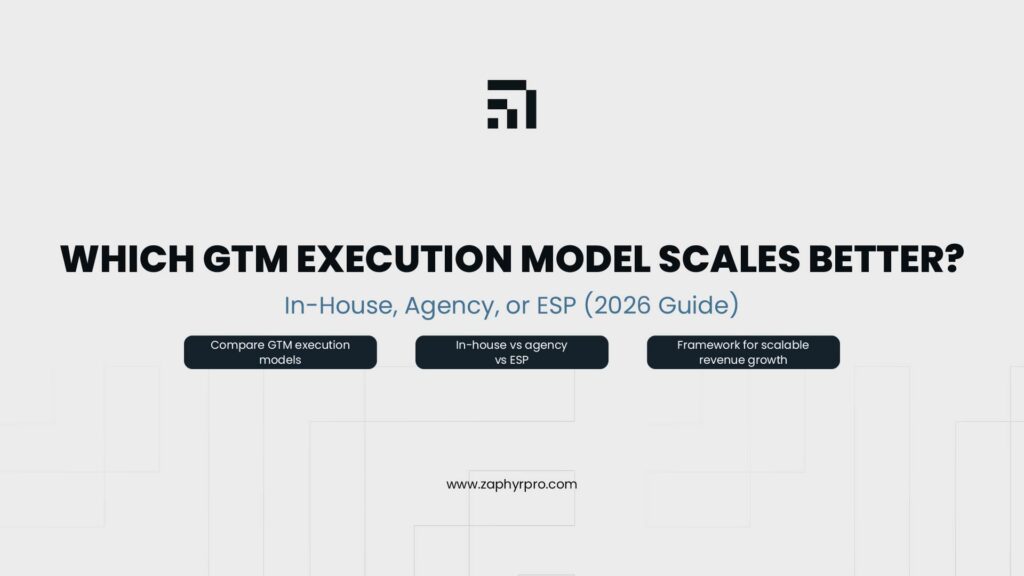 Which GTM execution model scales better – In-house, Agency, or ESP comparison graphic