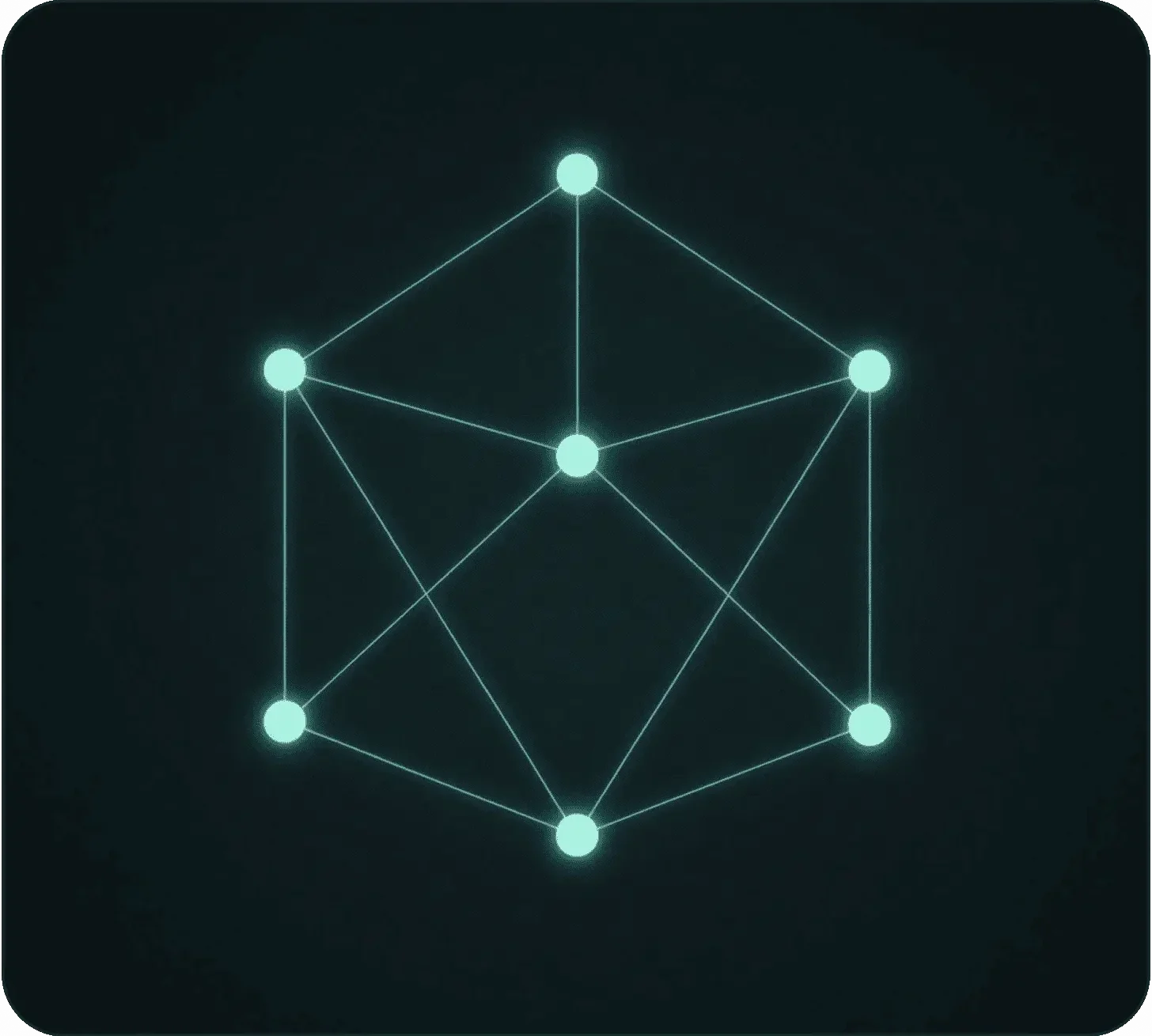 Abstract connected network graph with glowing nodes and geometric links representing systems and relationships