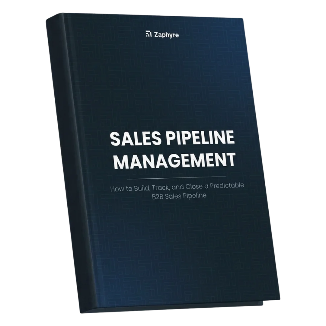 3D render of the Zaphyre Sales Pipeline Management playbook standing upright on a transparent background