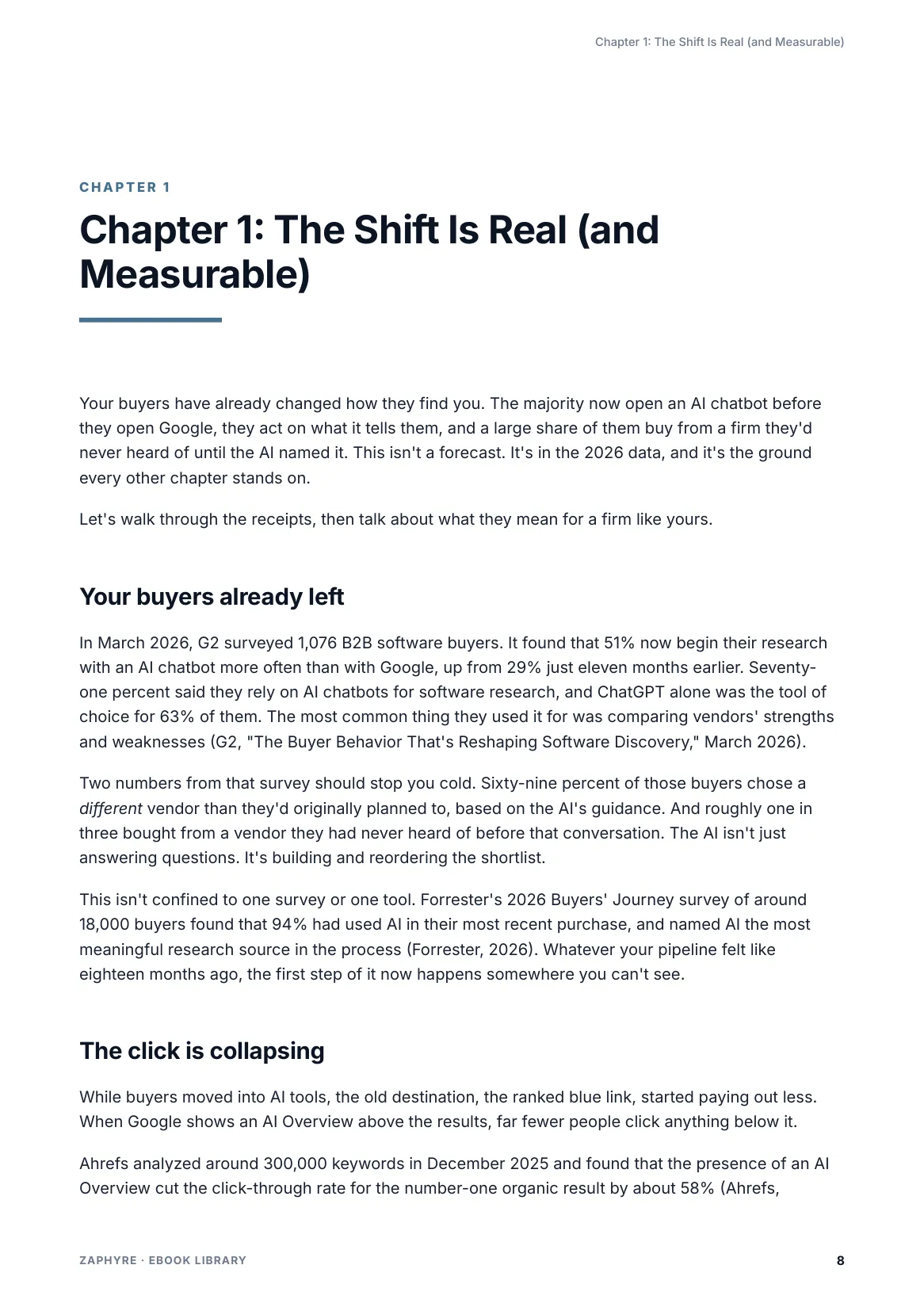 Page 8 of The B2B AI Search Playbook: Chapter 1: The Shift Is Real
