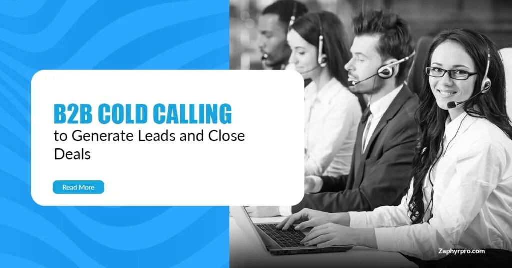 Sales professional making a cold call to a potential B2B client, emphasizing the effectiveness and strategies of cold calling in business growth.